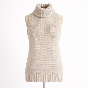 GAP Womens Sleeveless Turtleneck‎ Sweater Size S Tan Chunky Coastal Preppy Wool